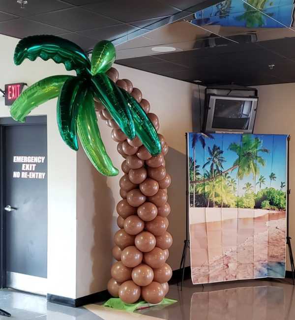 Do you need a special themed balloon sculpture for your event? Let us design something special to fit your theme like these Palm Trees for your tropical or beach theme event.