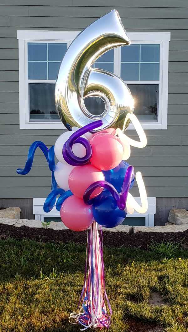 Do you need a Birthday yard pole to display for your drive by Birthday celebration? Then let us create one these very popular Birthday yard poles in their favorite colors & of course their Birthday age number or numbers on top.