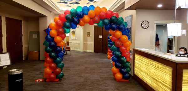 Do you need a custom made balloon arch to create a special entrance for guests or employees for an event your having? Standard balloon arches like these can be made in any color combination of your choosing.